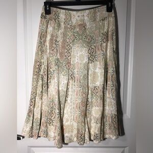 Ruby Rd. Paisley A-Line Maxi Skirt in Sage, Cream, Yellow and Pink Size M